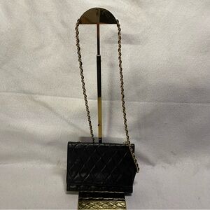 Zenith Lambskin Vintage Crossbody Leather Black Chain Purse